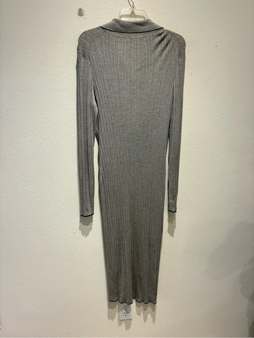 Theory washable silk rib cardigan in Grey Knitwear Minimalist Quiet Luxury Sz L
